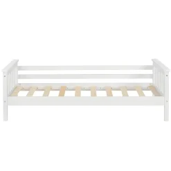 Enfant [En.Casa] Lit d'Enfant Design Nuuk en Pin 160 x 80 cm Blanc Mat Laqué en.casa
