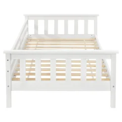 Enfant [En.Casa] Lit d'Enfant Design Nuuk en Pin 160 x 80 cm Blanc Mat Laqué en.casa