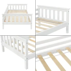 Enfant [En.Casa] Lit d'Enfant Design Nuuk en Pin 160 x 80 cm Blanc Mat Laqué en.casa