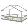 [En.Casa] Lit d'Enfant Forme Maison avec Grille de Protection Treviolo 200 x 140 cm gris en.casa Outlet