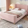 Gutent Lit d'enfant Lit rembourré,lit simple lit traîneau, 90 x 200 cm, Pour garçons & filles, Rose,Sans matelas