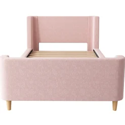 Gutent Lit d'enfant Lit rembourré,lit simple lit traîneau, 90 x 200 cm, Pour garçons & filles, Rose,Sans matelas