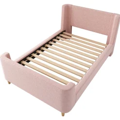 Gutent Lit d'enfant Lit rembourré,lit simple lit traîneau, 90 x 200 cm, Pour garçons & filles, Rose,Sans matelas