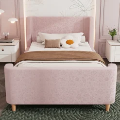 Gutent Lit d'enfant Lit rembourré,lit simple lit traîneau, 90 x 200 cm, Pour garçons & filles, Rose,Sans matelas