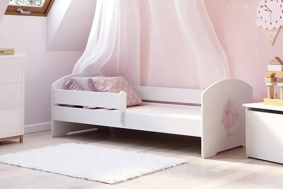 Kobi Lit d'enfant LUK avec balustrade 140x70 Princesse en couronne Online