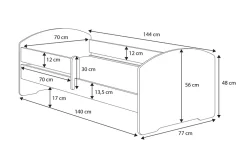 Kobi Lit d'enfant LUK avec balustrade 140x70 Princesse en couronne Online