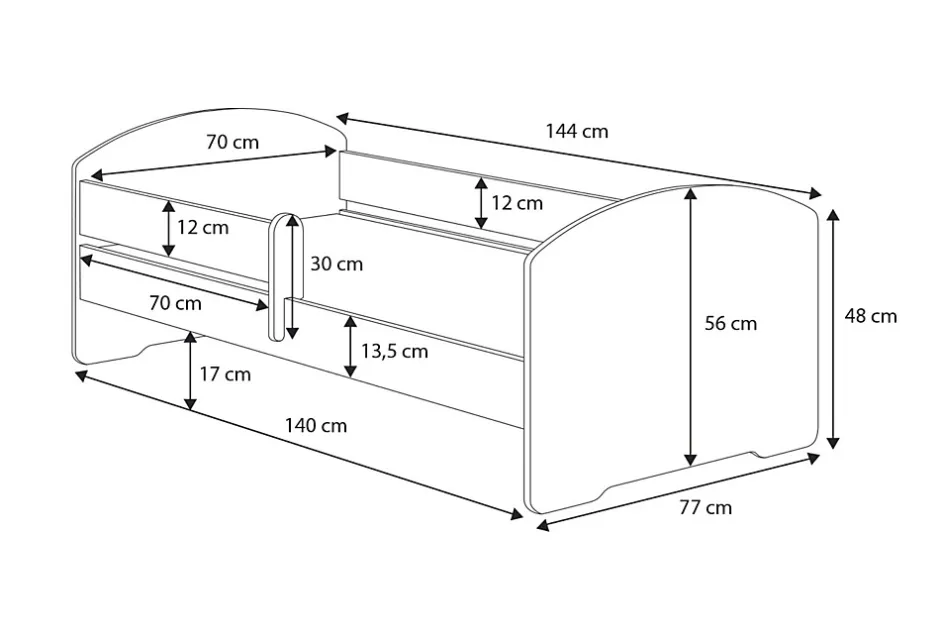 Kobi Lit d'enfant LUK avec balustrade 140x70 Princesse en couronne Online