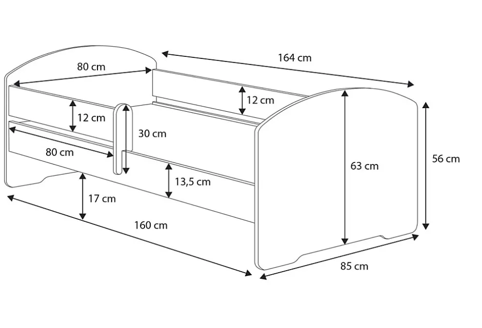 Kobi Lit d'enfant LUK avec balustrade 160x80 Eléphant Sale