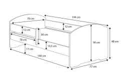 Enfant Kobi Lit d'enfant LUK avec balustrade 140x70 Avion