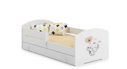 Kobi Lit d'enfant LUK avec tiroir et tringle 160x80 Eléphant