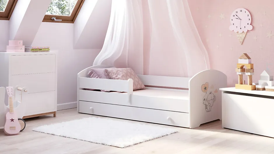 Kobi Lit d'enfant LUK avec tiroir et tringle 160x80 Eléphant
