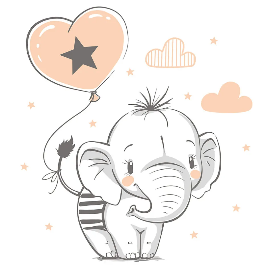 Kobi Lit d'enfant LUK avec tiroir et tringle 160x80 Eléphant