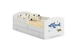 Kobi Lit d'enfant LUK avec tiroir et tringle 160x80 Shark Hot