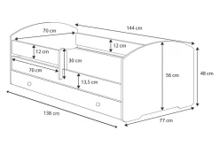 Kobi Lit d'enfant LUK avec tiroir et tringle 140x70 étoiles Sale