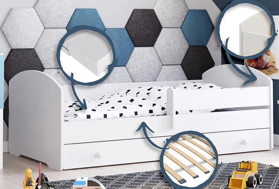 Kobi Lit d'enfant LUK avec tiroir et tringle 180x80