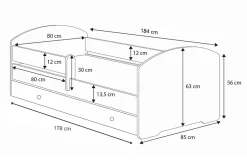 Kobi Lit d'enfant LUK avec tiroir et tringle 180x80