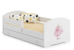 Kobi Lit d'enfant LUK avec tiroir et tringle 140x70 Princesse en couronne