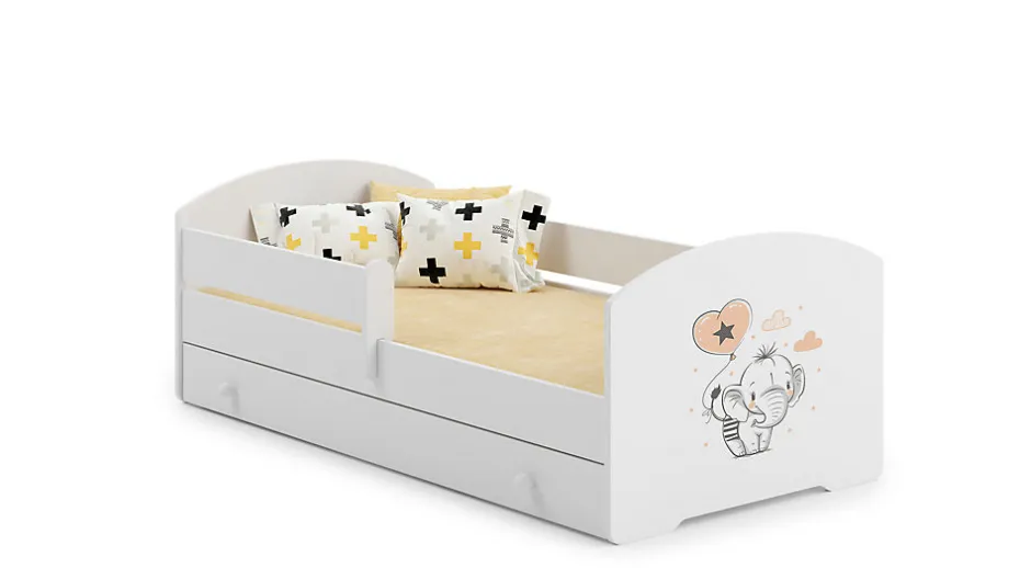 Kobi Lit d'enfant LUK avec tiroir et barreau 140x70 Eléphant