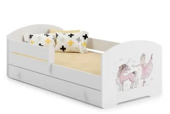 Kobi Lit d'enfant LUK avec tiroir et tringle 140x70 Fille avec licorne Online