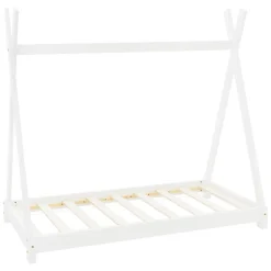 Enfant Ml-Design Lit d'enfant Tipi 70x140 cm blanc simple en bois de pin sommier à lattes style indien