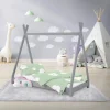 Ml-Design Lit d'enfant Tipi 70x140 cm gris clair simple en bois de pin sommier à lattes style indien Clearance