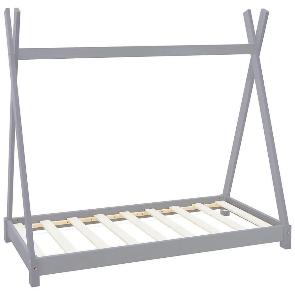 Ml-Design Lit d'enfant Tipi 70x140 cm gris clair simple en bois de pin sommier à lattes style indien Clearance