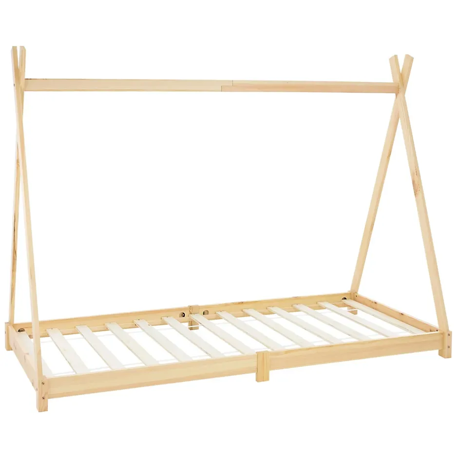 Ml-Design Lit d'enfant Tipi 90x200 cm naturel simple bois de pin avec sommier à lattes style indien Discount