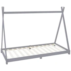 Enfant Ml-Design Lit d'enfant Tipi 90x200 cm gris clair simple en bois de pin sommier à lattes style indien
