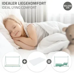 Enfant Ml-Design Lit d'enfant Tipi 90x200cm menthe simple en bois de pin avec sommier à lattes style indien