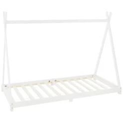 Ml-Design Lit d'enfant Tipi 90x200 cm blanc simple en bois de pin avec sommier à lattes style indien