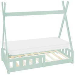 Enfant Ml-Design Lit d'enfant Tipi 70x140 cm menthe en bois de pin massif avec sommier matelas style indien