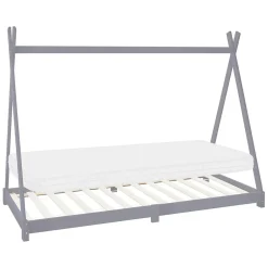 Ml-Design Lit d'enfant Tipi 90x200 cm gris clair en bois de pin massif style indien matelas H:10 cm Best