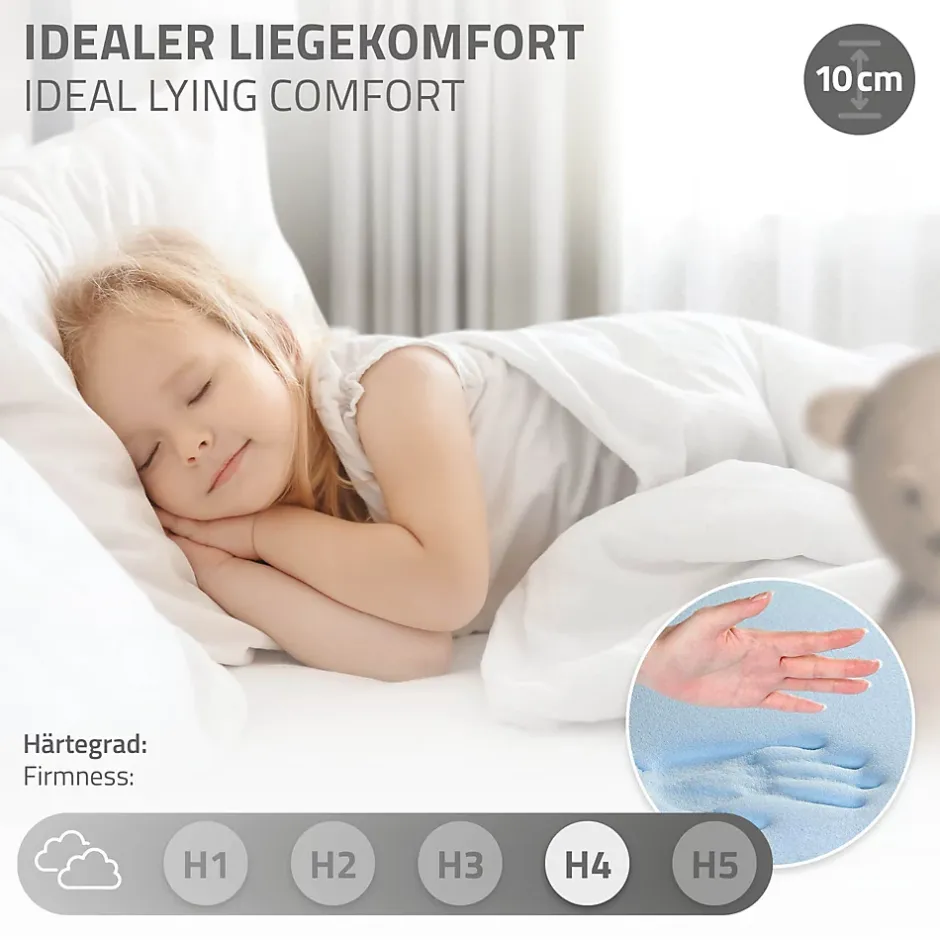 Ml-Design Lit d'enfant 90x200 cm gris clair bois de pin massif style maison avec sommier et matelas