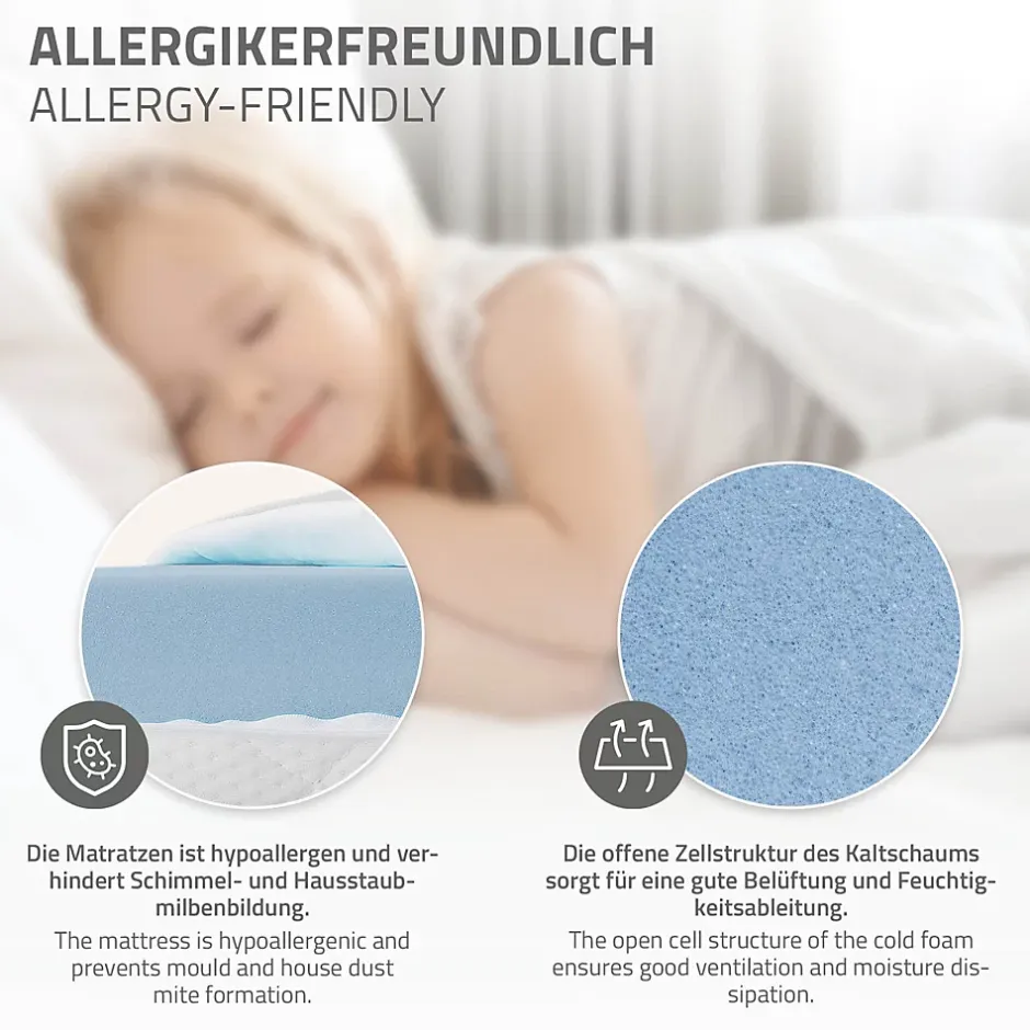 Ml-Design Lit d'enfant 90x200 cm gris clair bois de pin massif style maison avec sommier et matelas