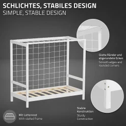 Ml-Design Lit d'enfant 70x140 cm blanc en bois de pin avec but de football et sommier à lattes Online