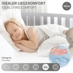 Ml-Design Lit d'enfant 90x200 cm gris clair en bois de pin massif style maison avec matelas H:10 cm New