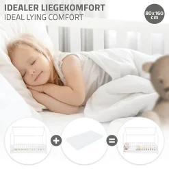 Enfant Ml-Design Lit d'enfant 160x80 cm blanc en bois de pin avec toit et sommier protection contre chutes