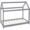 Enfant Ml-Design Lit d'enfant 70x140 cm gris clair bois de pin massif structure maison avec toit et sommier