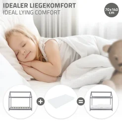 Enfant Ml-Design Lit d'enfant 70x140 cm gris clair bois de pin massif structure maison avec toit et sommier