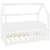 Enfant Ml-Design Lit d'enfant 70x140 cm blanc en bois de pin massif style maison avec sommier et matelas