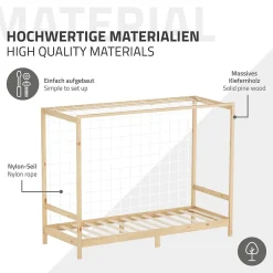 Ml-Design Lit d'enfant 90x200 cm naturel beige bois de pin avec but de football et sommier à lattes Discount