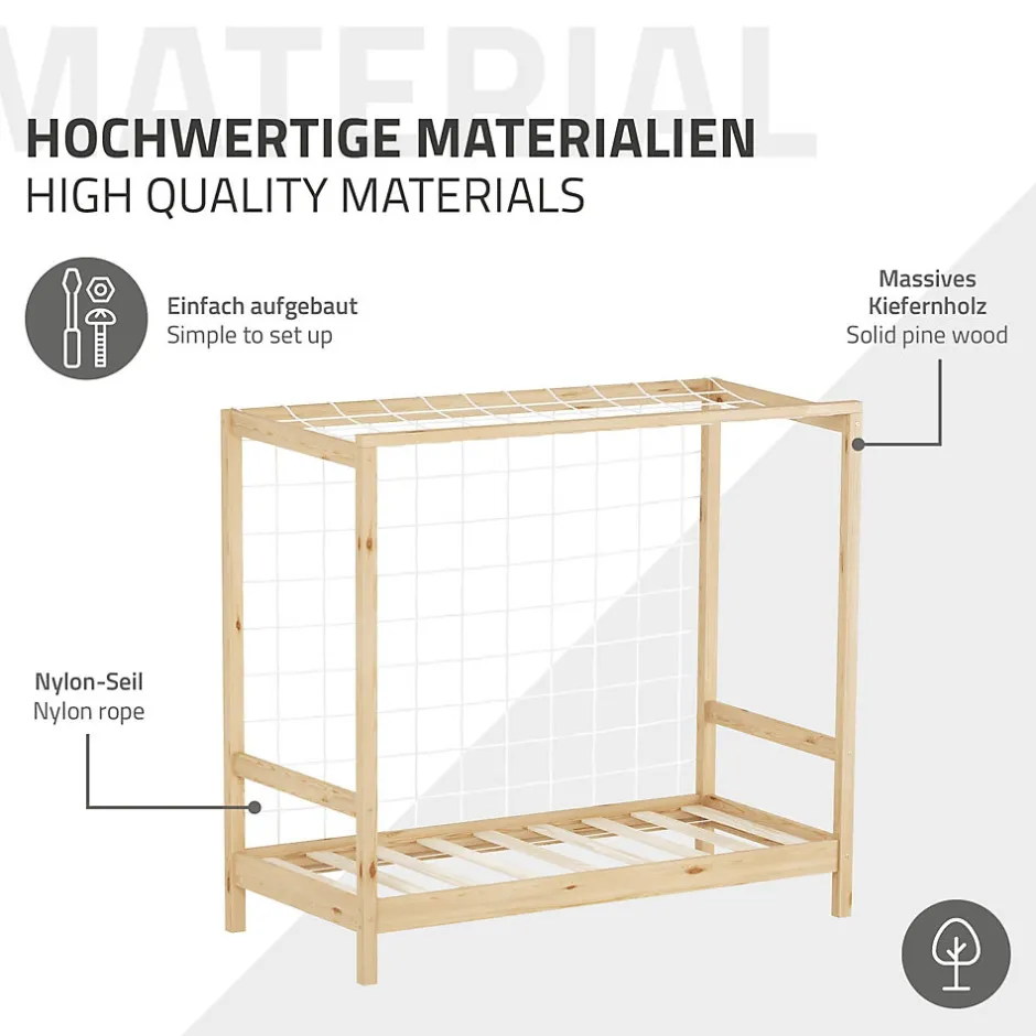Ml-Design Lit d'enfant 70x140 cm naturel beige bois de pin avec but de football et sommier à lattes