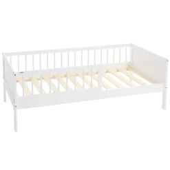 Ml-Design Lit d'enfant 80x160 cm simple blanc en bois de pin avec sommier à lattes sans matelas