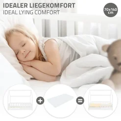 Ml-Design Lit d'enfant 140x70cm blanc en bois de pin avec toit et sommier protection contre chutes Clearance