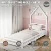 Ml-Design Lit d'enfant 90x200cm blanc forme maison en bois de pin avec sommier à lattes sans matelas Hot