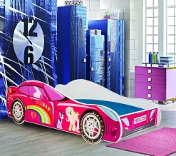 Enfant Kobi Lit d'enfant Pink Car 140x70 avec matelas
