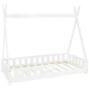Enfant Ml-Design Lit d'enfants Tipi 80x160 cm blanc maison en bois de pin avec sommier clôture de jeu