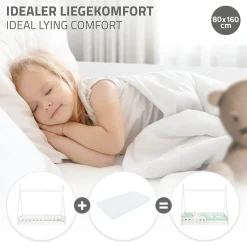 Enfant Ml-Design Lit d'enfants Tipi 80x160 cm blanc maison en bois de pin avec sommier clôture de jeu