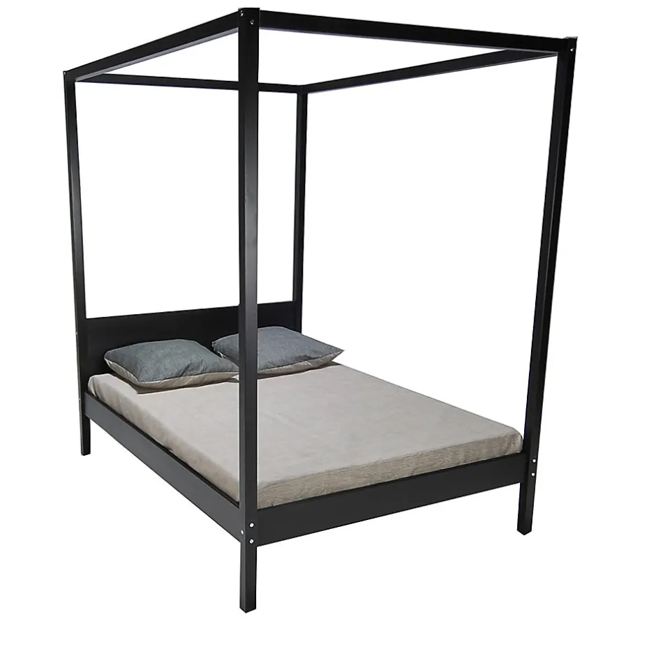 Weber Industries Lit double à baldaquin ROMANCE 140x190 / Noir