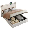 Fortuna lai Lit Double 140 X 200 Cm Avec Port USB Et Compartiment De Rangement, Avec Tête De Lit, Beige